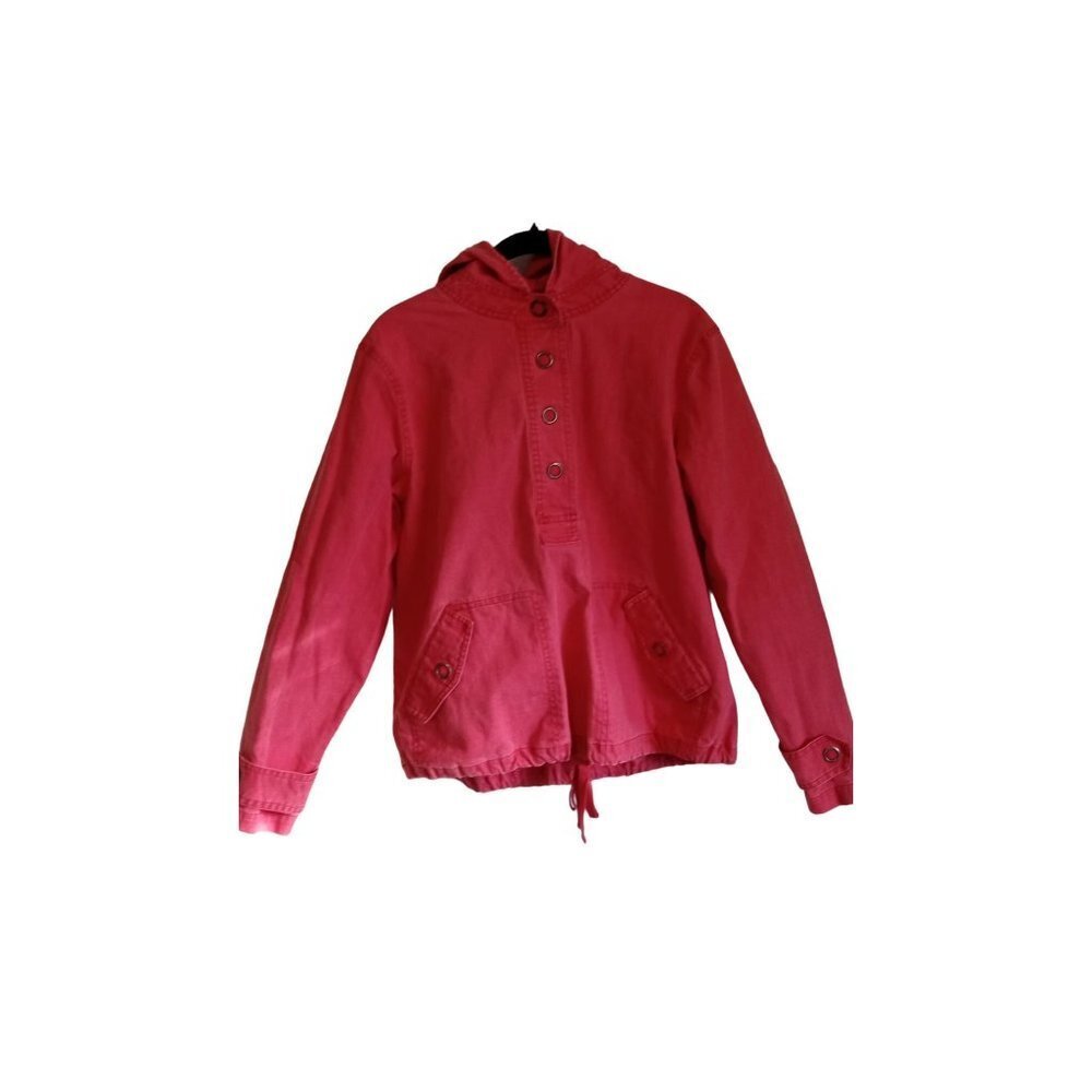 Cold Water creek adorable pink denim‎ hooded pull over jacket